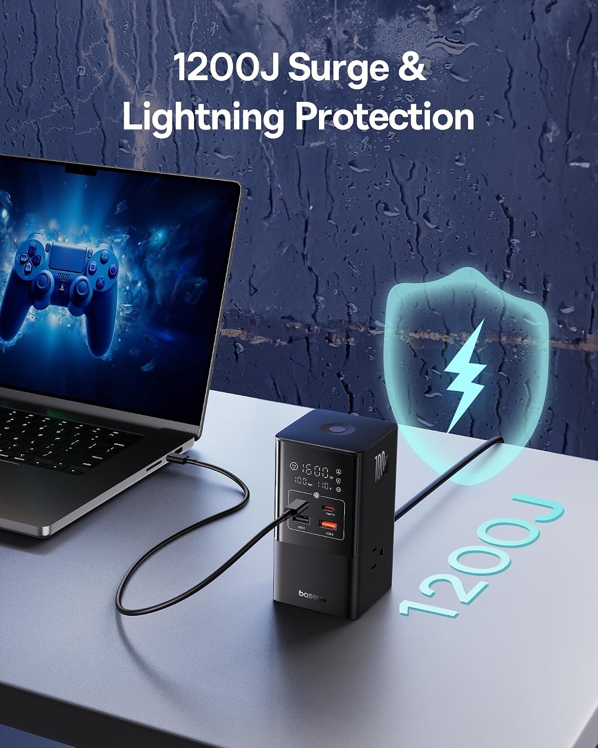 image:imageBaseus 7in1 USB C Charging Station 100W PowerCombo Fast Charging Power Strip with 3AC2U2C USB USB C Charging Station for Desktop Accessories MacBook Tablets in Office Home and Dorm