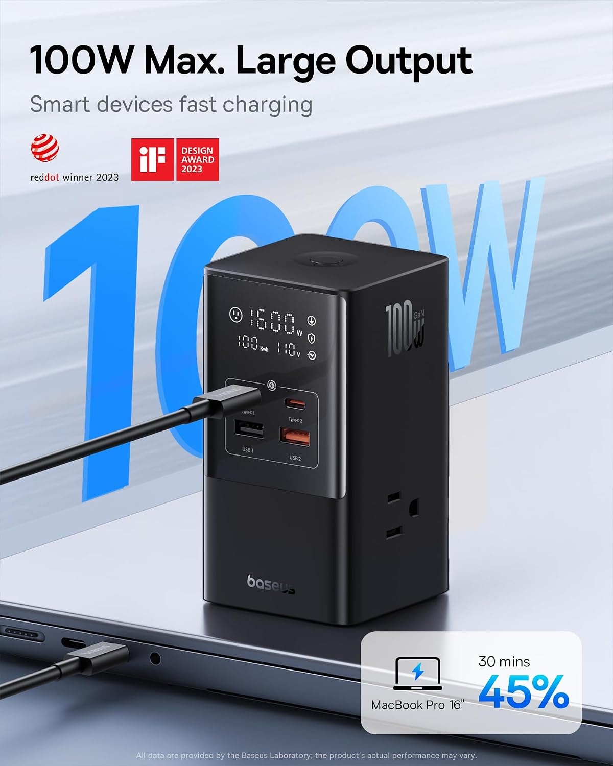 image:imageBaseus 7in1 USB C Charging Station 100W PowerCombo Fast Charging Power Strip with 3AC2U2C USB USB C Charging Station for Desktop Accessories MacBook Tablets in Office Home and Dorm