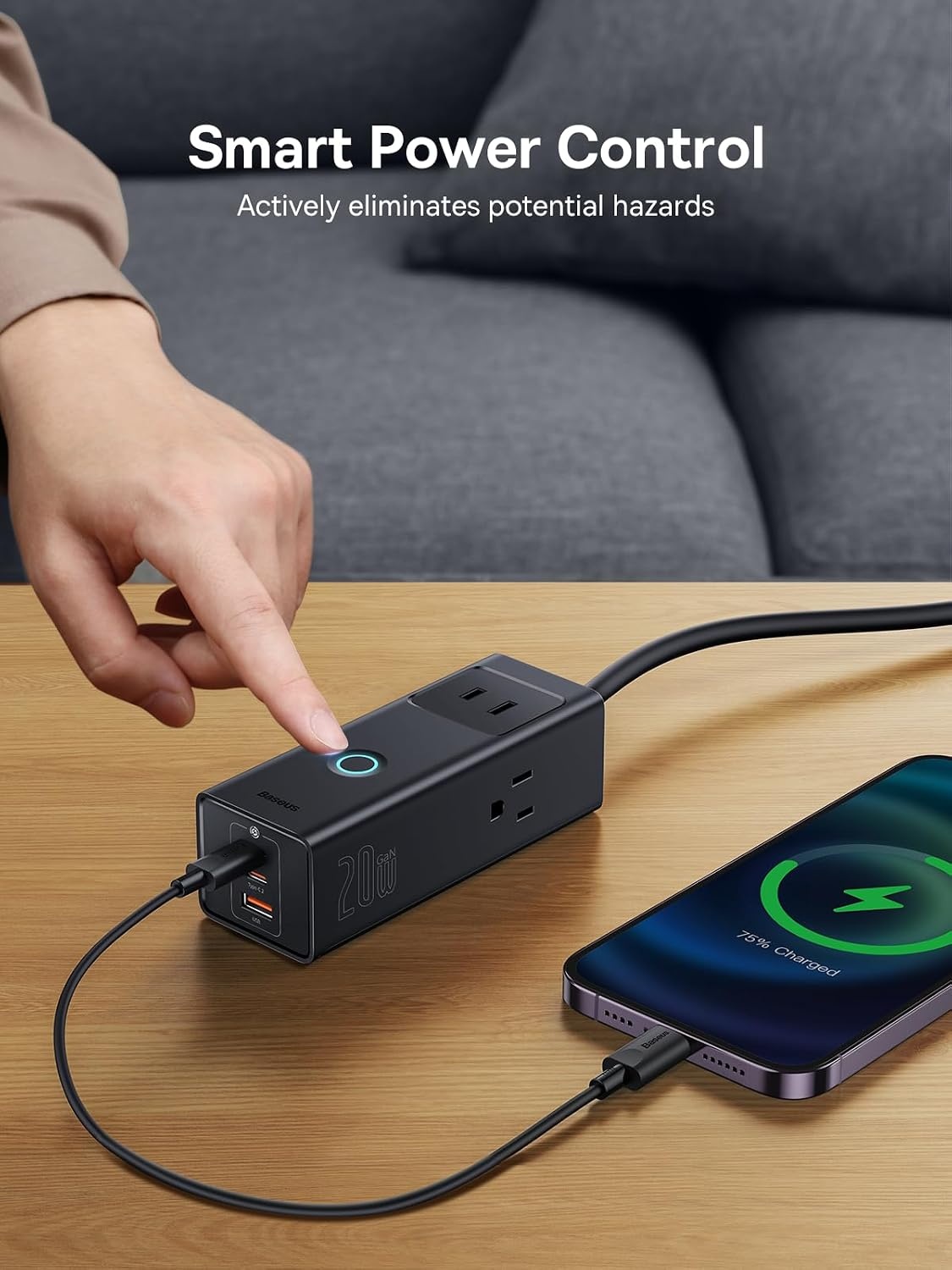 image:imageBaseus Power Strip PD20W USB C Charger Extension Cord with 3 AC Outlets amp 3 USB Port Fast Charging Charging Station for Office Dorm Room HomePD20WBlack