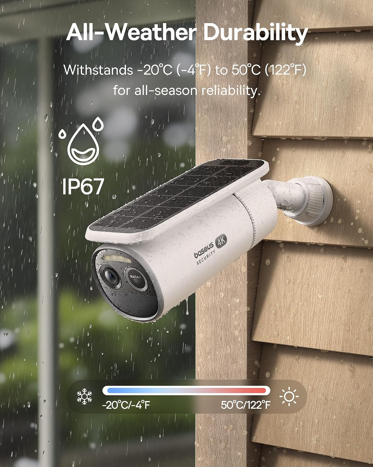 image:imageBaseus S2 4K Solar Security Cameras Wireless Outdoor RadarPIR Detection AI Face Recognition Auto SunlightTracking Color Night Vision IP67 No Monthly Fee Local Storage Featured at CES 20254KSolocam