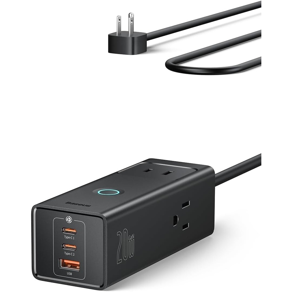 image:imageBaseus Power Strip PD20W USB C Charger Extension Cord with 3 AC Outlets amp 3 USB Port Fast Charging Charging Station for Office Dorm Room HomePD20WBlack