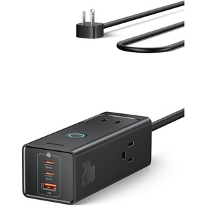 Baseus Power Strip PD20W USB C Charger Extension Cord with 3 AC Outlets & 3 USB Port Fast Charging Charging Station for Office Dorm Room Home(PD20W-Black)