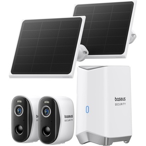 Baseus Solar Security Cameras Wireless Outdoor, N1 2-Cam Kit with Solar Panel 3W, 2K Color Night Vision Camera for Home Security, Solar-Powered, IP67, No Monthly Fee, 16TB Expandable Local Storage(2-Cam Kit Solar Panel)